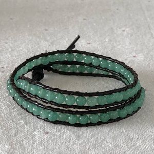 Handmade leather beaded bracelet